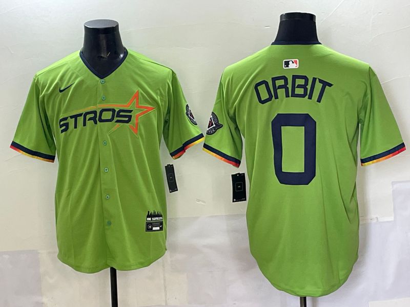 Men 2025 Houston Astros #0 Orbit Green Three generations Joint Name Nike MLB Jersey style 1